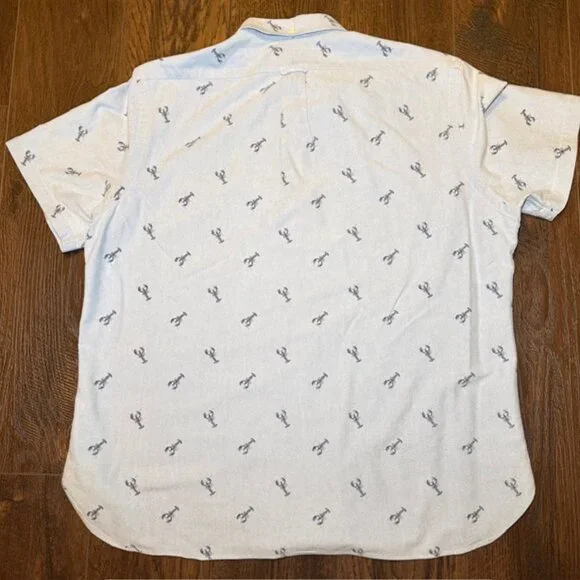 โญ Ralph Lauren XXL Button Down Shirt Blue Lobster Print Short Sleeve Cotton - Picture 14 of 16